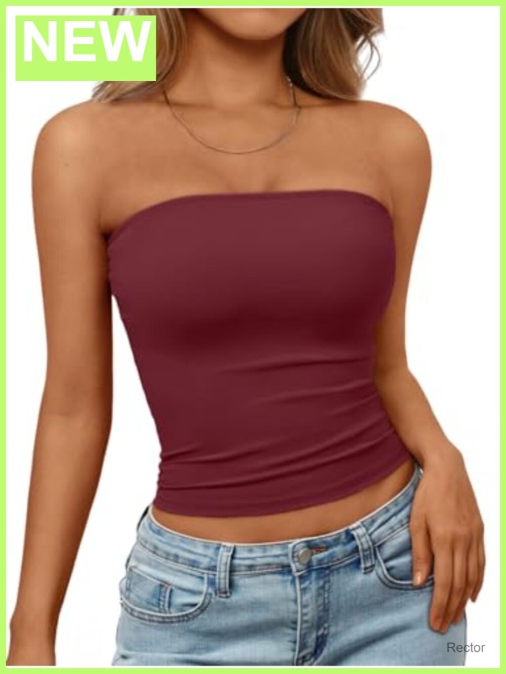 Women's Strapless Bandeau Crop Top Stretch Polyester Spandex Y2K Summer